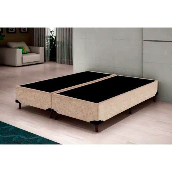 Cama Box Casal Bipartido - Suede Bege - 2