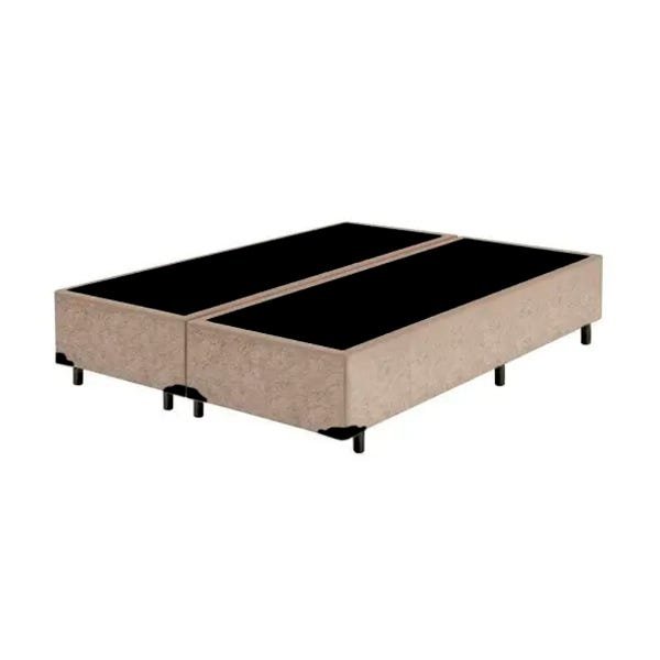 Cama Box Casal Bipartido - Suede Bege - 1