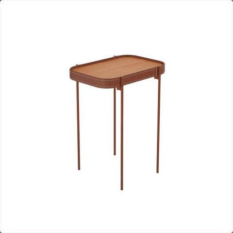 Mesa Lateral Mavi G 70x37 Nature com Pes Metal Cobre