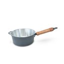 Ver imagem 4 de Panela Fundida Alumínio Batido 5 Peças Cabo de Madeira Tampa Fundida - Grafite