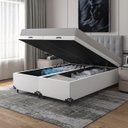 Ver imagem 7 de Cama Box Baú Queen Bipartido - 44x158x198cm - Couro Branco