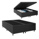 Ver imagem 1 de Cama Box Baú Queen Bipartido - 44x158x198cm - Couro Preto