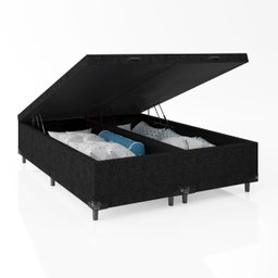Cama Box Baú Queen Bipartido - 44x158x198cm - Suede Preto - 3