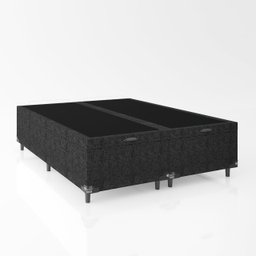 Cama Box Baú Queen Bipartido - 44x158x198cm - Suede Preto - 2