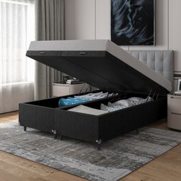 Cama Box Baú Queen Bipartido - 44x158x198cm - Suede Preto - 7