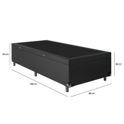 Cama Box Baú Solteiro - 44x88x188cm - Couro Preto - 4