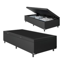 Cama Box Baú Solteiro - 44x88x188cm - Couro Preto - 1