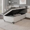 Ver imagem 7 de Cama Box Baú Solteiro - 44x88x188cm - Couro Branco