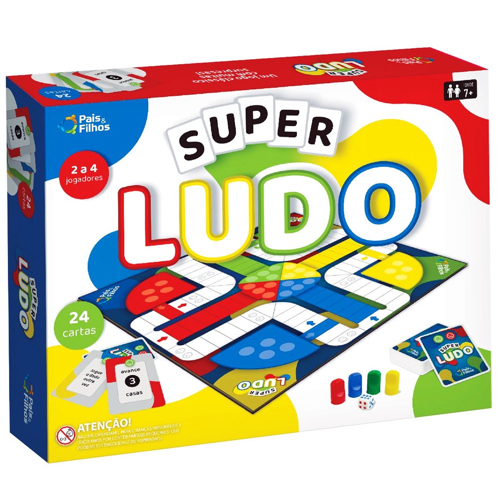 Jogo Ludo Com Tabuleiro De Madeira Mdf + 1 Dado E 16 Pinos