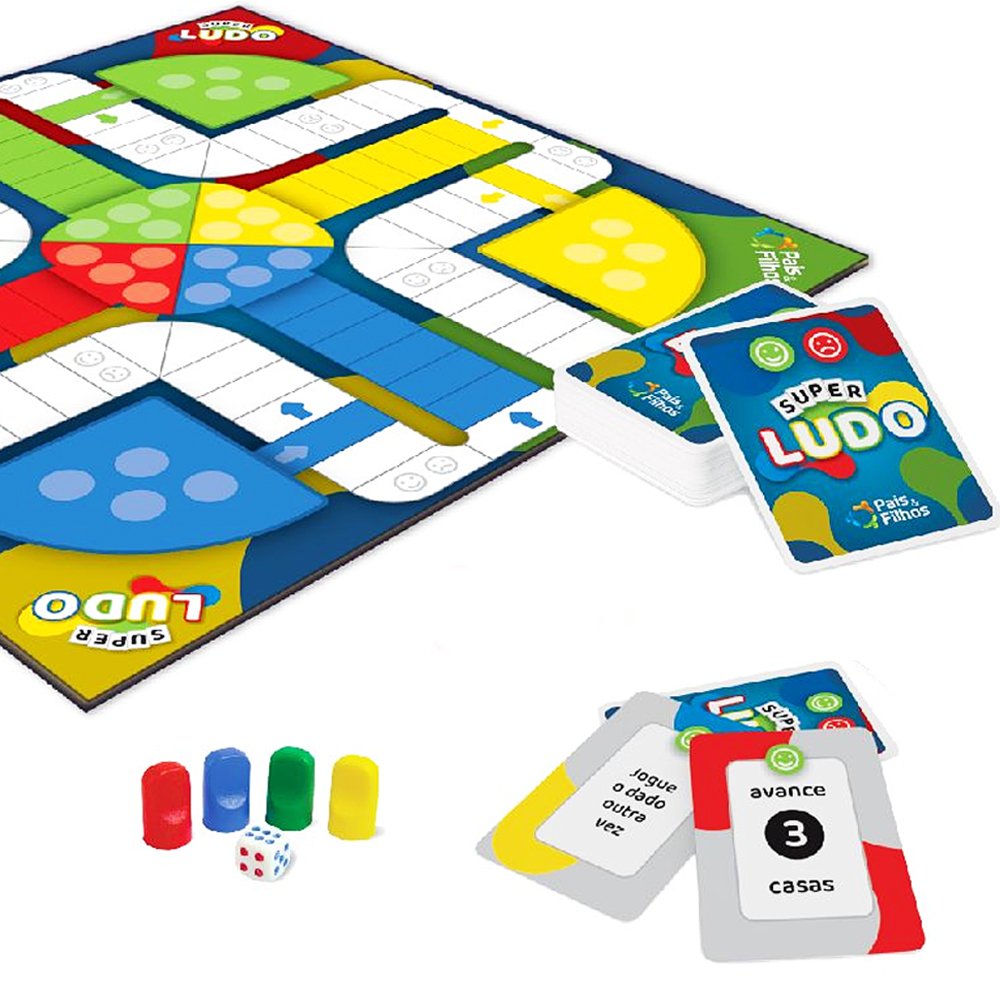 Divertido Jogo De Tabuleiro Infantil Super Ludo com 27 Cartas - pais e  Filhos, Magalu Empresas