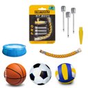 Ver imagem 1 de Kit com 4 Bicos e Mangueira para Encher Piscinas Boias e Bolas de Futebol Vôlei Basquete