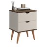 Mesa de Cabeceira Madri 2 Gavetas Off White com Canela - 3