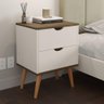 Mesa de Cabeceira Madri 2 Gavetas Off White com Canela - 1