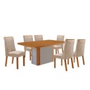 Ver imagem 1 de Mesa de Jantar Isadora Yasmin 180 cm Tampo MDF Canto Copo Laminado com 6 Cadeiras Moderna Mobília