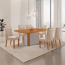 Ver imagem 2 de Mesa de Jantar Isadora Yasmin 180 cm Tampo MDF Canto Copo Laminado com 6 Cadeiras Moderna Mobília