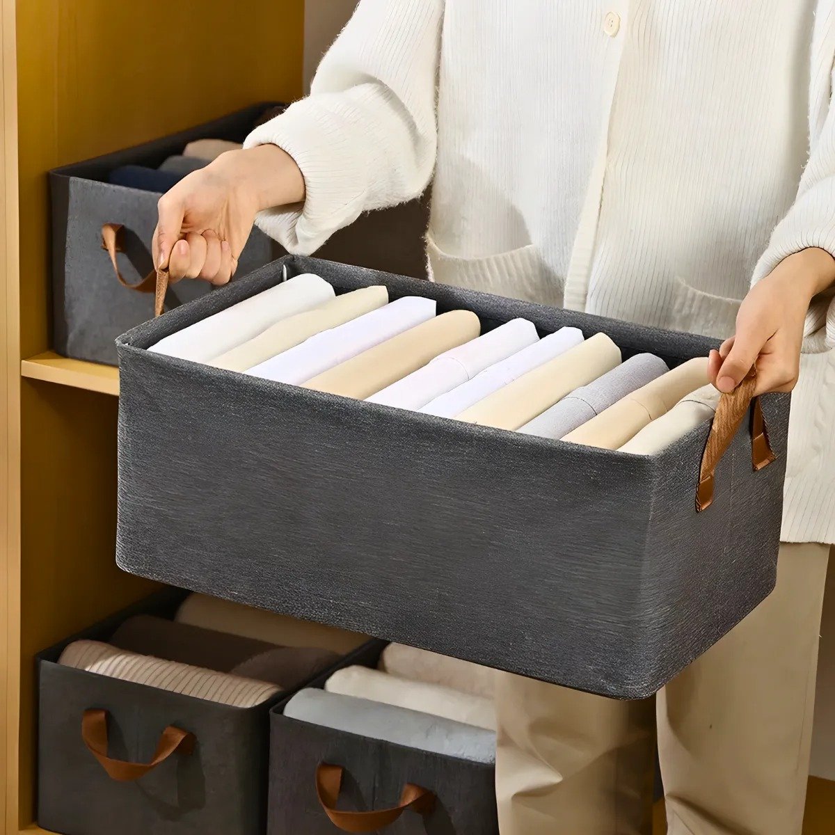 Cesto Caixa Organizadora Dobrável para Guarda-roupa Armários - 3
