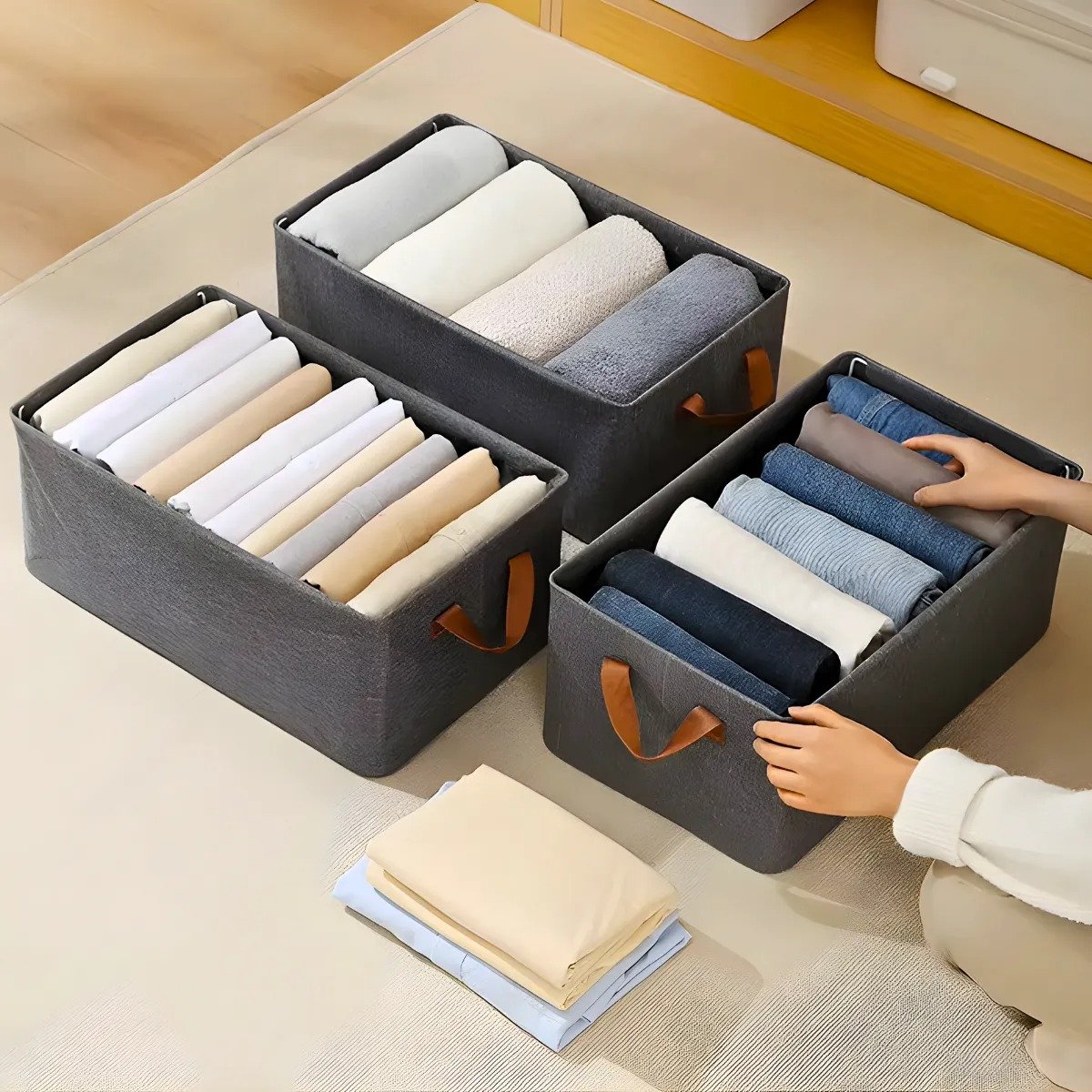Cesto Caixa Organizadora Dobrável para Guarda-roupa Armários - 4