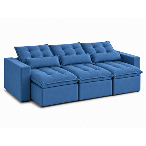 Sofá Retrátil e Reclinável Master 2,10m - 3 Módulos:Azul