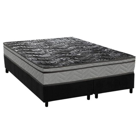 Cama Box Queen: Colchão Ortopédico Paropas D28 Conforto Ultra Firme + Base Crc Suede Black (