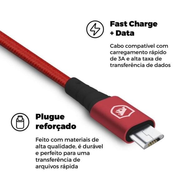 Cabo Tech Proof Vermelho Micro USB V8 (1,2m) - Gorila Shield - 8