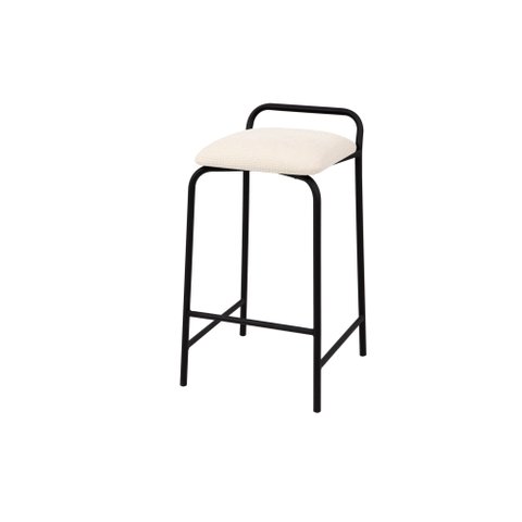 Banqueta Industrial Linx Média com Assento Estofado:linho Off White