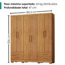 Ver imagem 3 de Guarda Roupa Casal 6 Portas 4 Gavetas 182 cm Santiago Cedro Rudk