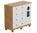 Ver imagem 1 de Comoda Infantil 1 Porta 4 Gavetas Tedy - Moveis Peroba Amendoa/branco