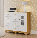 Ver imagem 4 de Comoda Infantil 1 Porta 4 Gavetas Tedy - Moveis Peroba Amendoa/branco