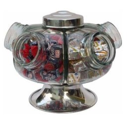 Baleiro Giratório de Vidro Alumínio 22cm 5 Gomos 1250 Ml - 2