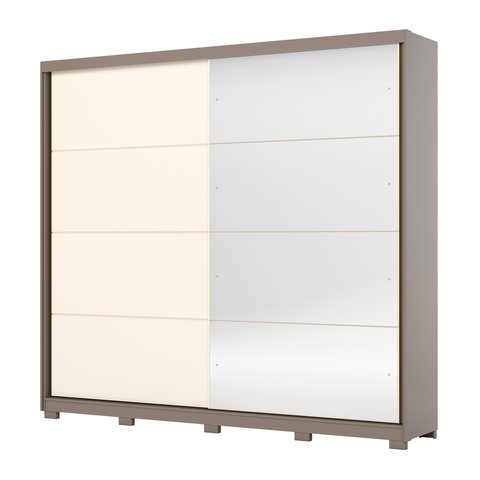 Guarda Roupa Casal 02 Portas Deslizantes com Espelho 03 Gavetas Dream D350 Avelã Off White - Henn