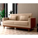 Ver imagem 2 de Sofá Cama Pala 203cm Reclinável Courino Marrom | Linho Bege - Sallar Home