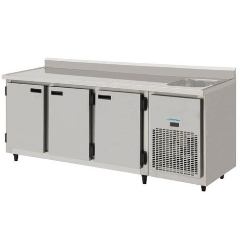 Balcão Refrigerado de Inox 2,00mts 3 Portas com Pia Direito 135kbsp200dp Kofisa