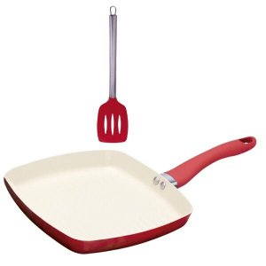 Bistequeira Cerâmica 24cm 2,5mm + Epátula 36cm Kit 2pçs