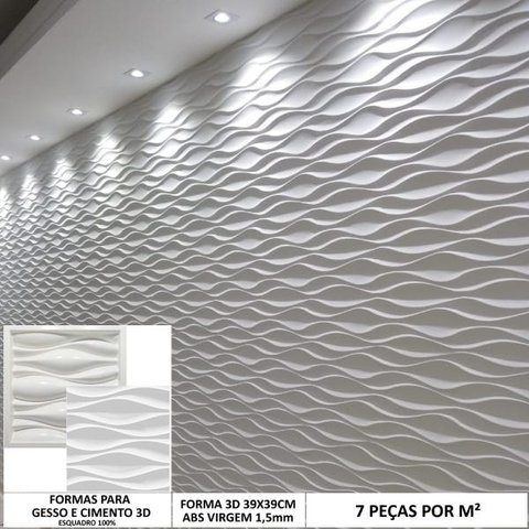 Forma 3d Gesso Molde Ondas 39x39cm Abs Molde Para Gesso/cimento 3d