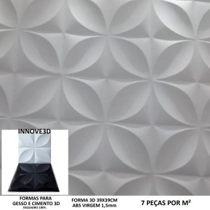Forma 3D Molde Gesso 3D Floral Petala 39x39cm Abs 1,5mm