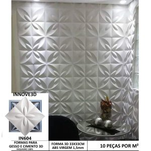 Forma 3d Gesso Flor Do Oriente 34x34cm Abs 1,5 Gesso/cimento 3d
