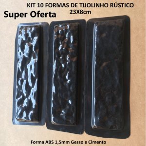 Forma 3d Molde Gesso 3d Tijolinho Rústico 24x8cm Abs Jogo com 10 Formas.