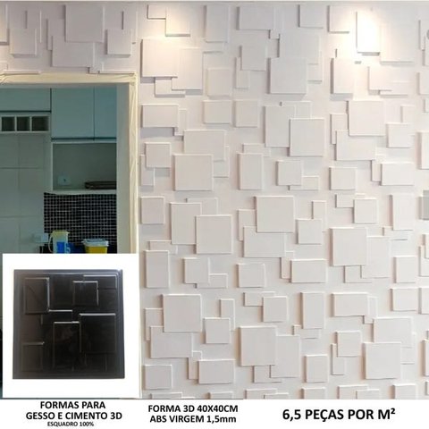 Forma Molde Gesso 3d Mosaico Bloco 40x40cm Abs Gesso Ou Cimento 3d