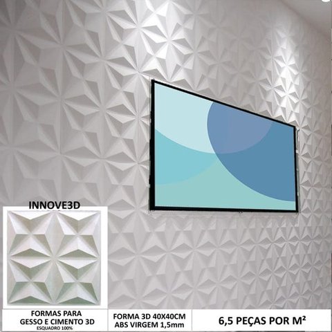 Forma Gesso 3d 4 Estrelas 40x40cm Abs 1,5mm Gesso ou Cimento 3d