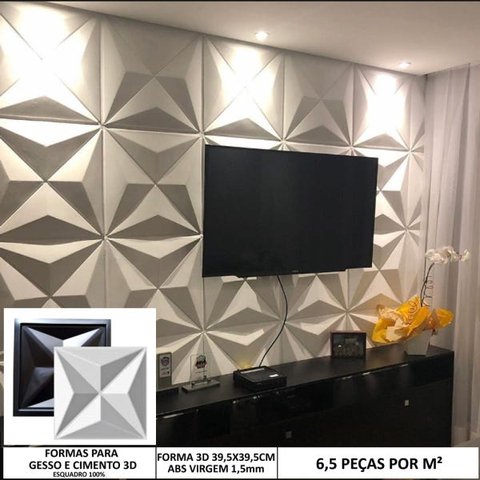 Forma Molde Gesso 3d Colinas 40x40cm ABS Molde Para Gesso ou Cimento