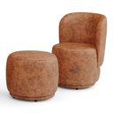Ver imagem 1 de Poltrona Decorativa com Puff Orgânico Molly Couríssimo Caramelo - Desk Design