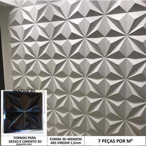 Forma 3d Gesso Cristais 40x40cm Abs 1,5mm Molde para Gesso/cimento 3d