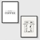 Ver imagem 1 de Kit 2 Quadros But First Coffee - Minimalista 24x18cm:moldura Branca