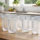 Ver imagem 1 de Conjunto 6 Copos Vidro Canelado 420ml Transparente Drink Whisky Gin Agua Suco