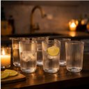 Ver imagem 2 de Conjunto 6 Copos Vidro Canelado 420ml Transparente Drink Whisky Gin Agua Suco