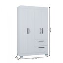Ver imagem 4 de Guarda-roupa Solteiro Tóquio 4 Portas 2 Gavetas Branco - Poquema