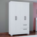 Ver imagem 1 de Guarda-roupa Solteiro Tóquio 4 Portas 2 Gavetas Branco - Poquema
