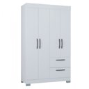 Ver imagem 2 de Guarda-roupa Solteiro Tóquio 4 Portas 2 Gavetas Branco - Poquema