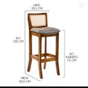 Ver imagem 4 de Kit 3 Banquetas Alta em Madeira Imbuia Portugal Estofada Linho Cinza L55 Rmi