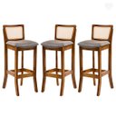 Ver imagem 1 de Kit 3 Banquetas Alta em Madeira Imbuia Portugal Estofada Linho Cinza L55 Rmi